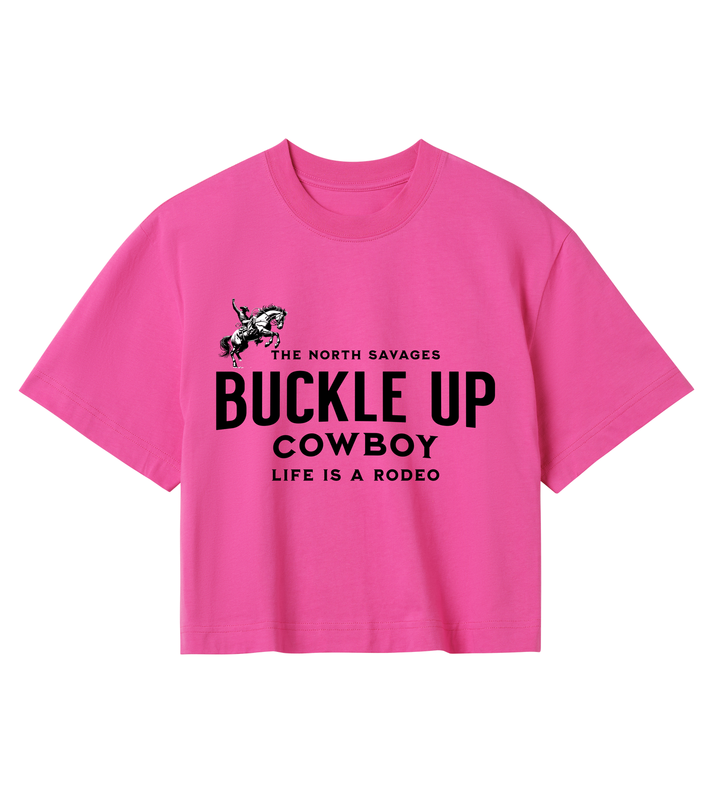 Buckle Up Cowboy - Womens Crop Top