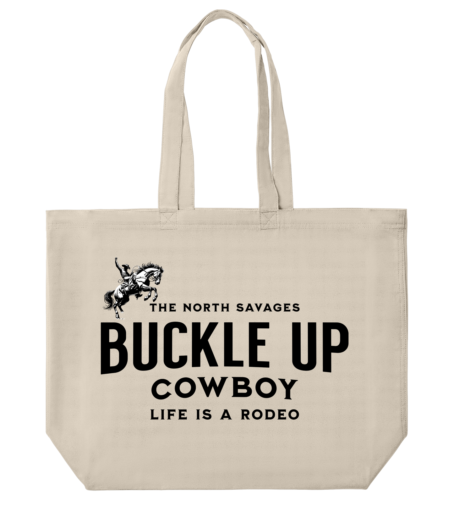 Buckle Up Cowboy - Canvas Large Tote