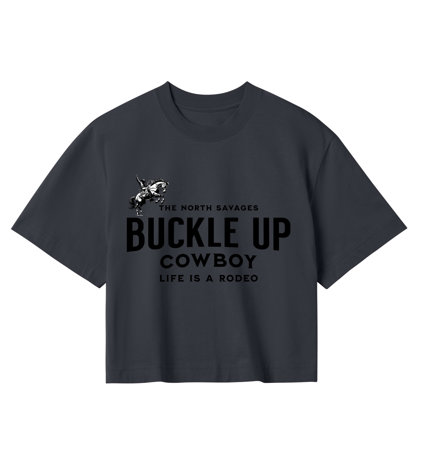 Buckle Up Cowboy - Womens Crop Top