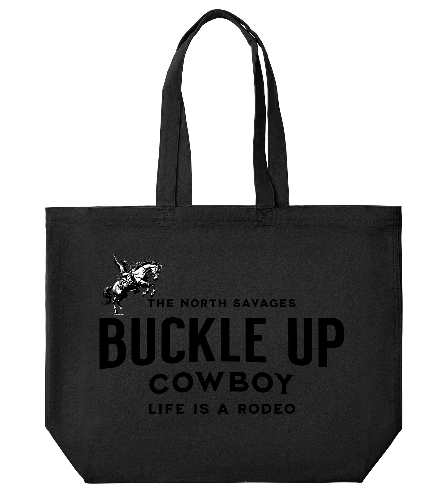 Buckle Up Cowboy - Canvas Large Tote