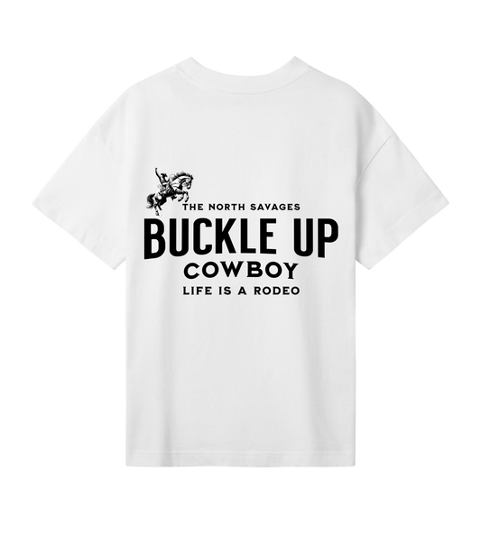 Buckle Up Cowboy - Womens Oversized Tee