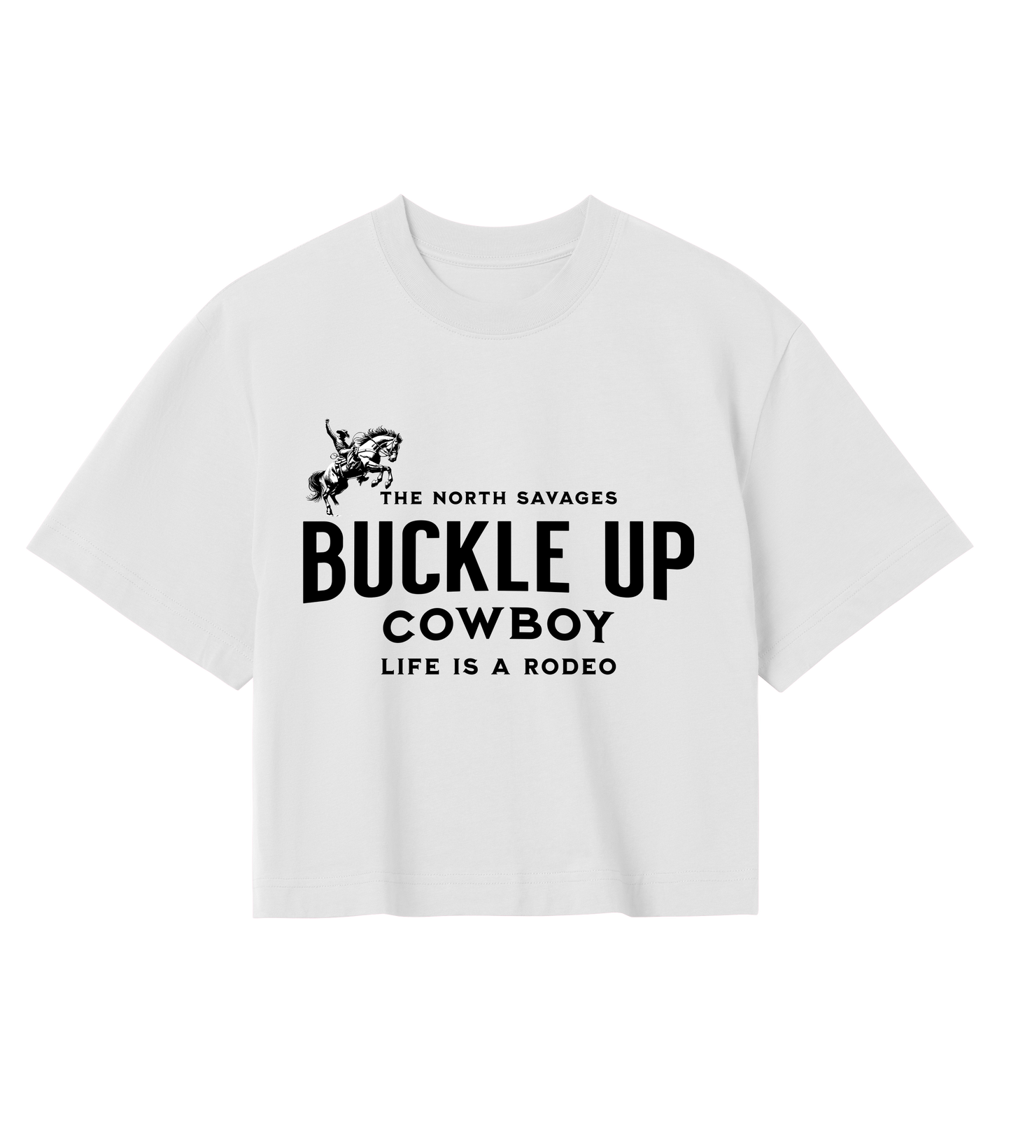 Buckle Up Cowboy - Womens Crop Top